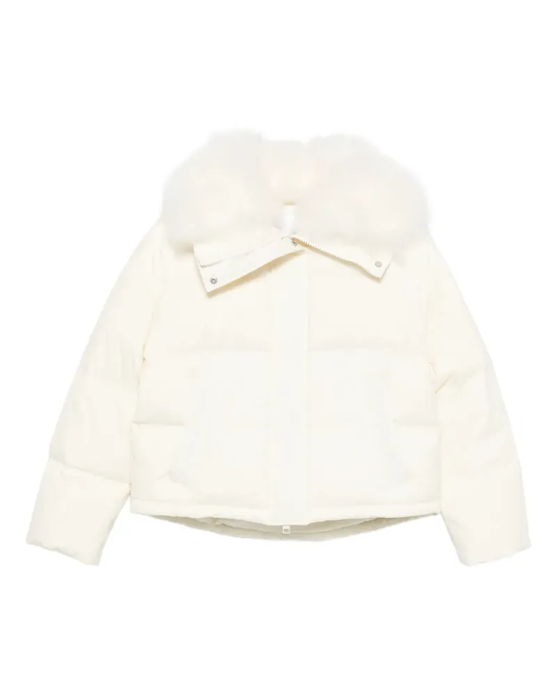 Yves Salomon fur-trim puffer jacket - Nude Nude