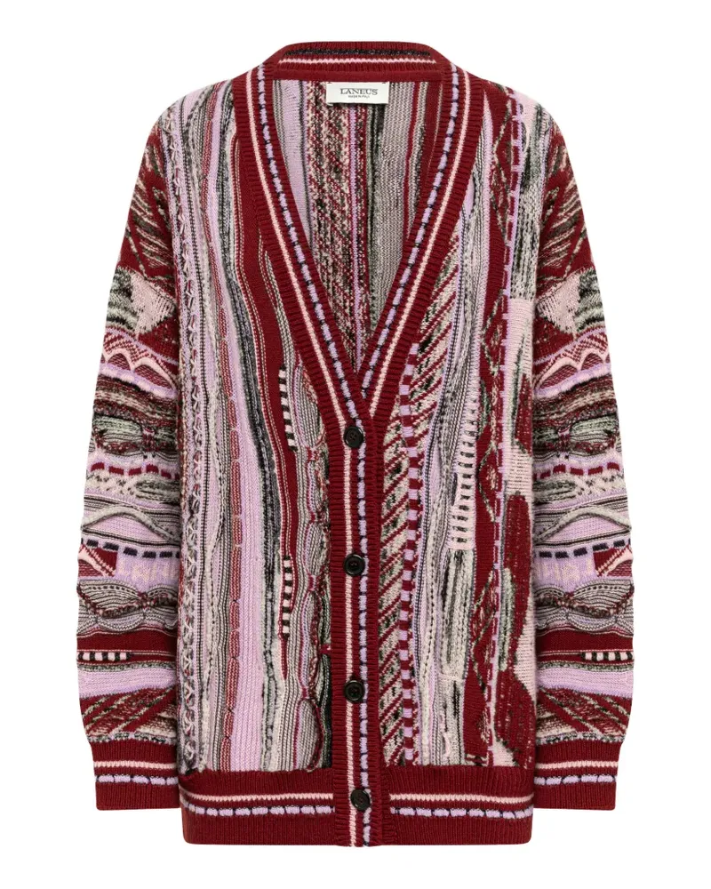 Laneus Oversized-Cardigan mit Jacquardmuster - Rot Rot