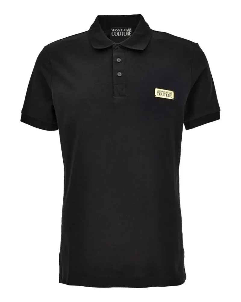 Versace Jeans Poloshirt mit Knopfleiste - Schwarz Schwarz
