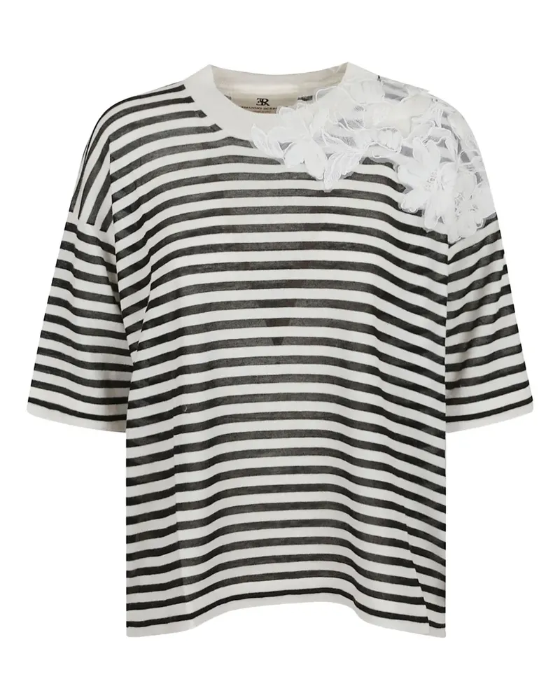 Ermanno Scervino Gestreiftes T-Shirt - Weiß Weiß