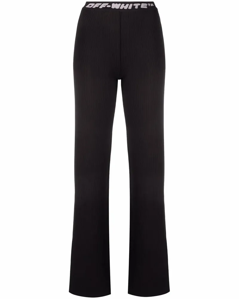 OFF-WHITE Gerippte Hose mit Logo-Streifen - Schwarz Schwarz