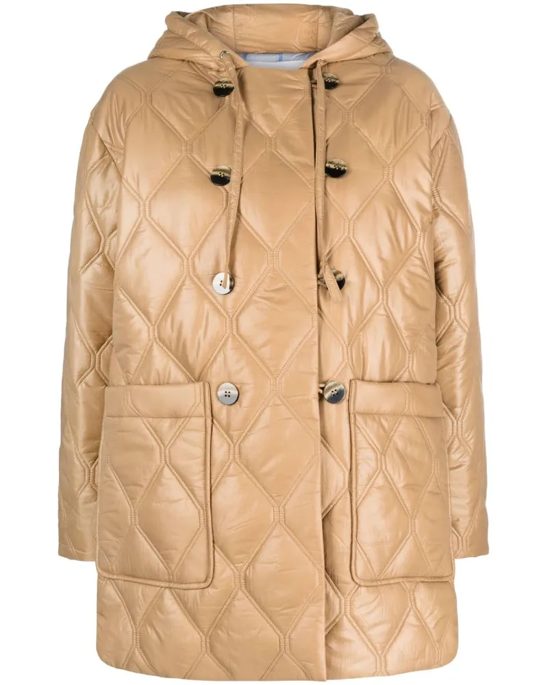 Ganni Gesteppte Kapuzenjacke - Nude Nude