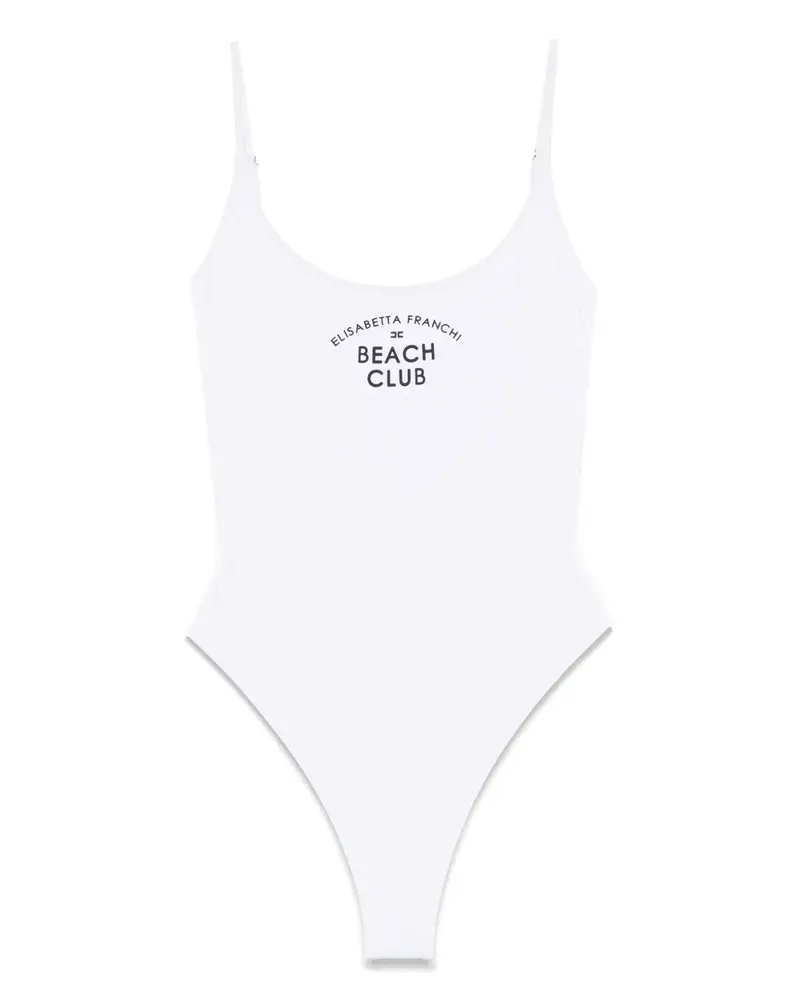 Elisabetta Franchi Badeanzug mit Logo-Print - Weiß Weiß