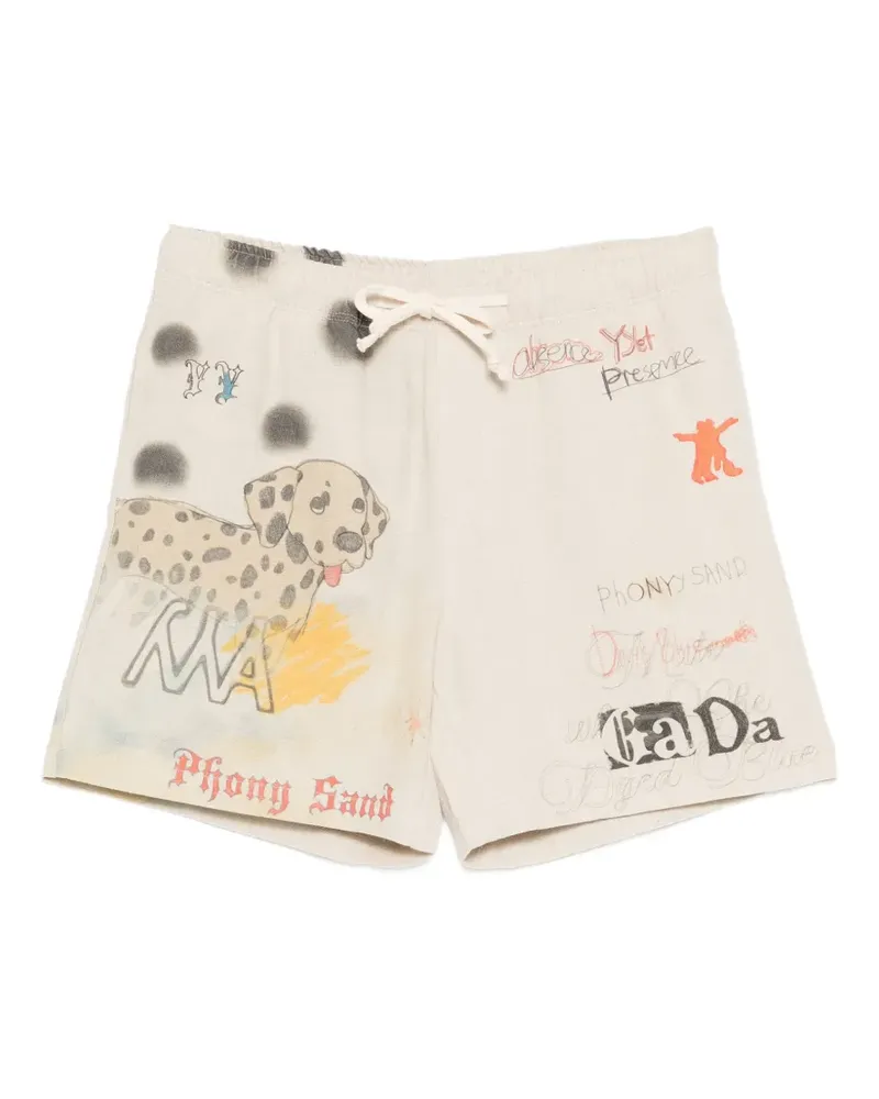 OPEN YY graphic-print drawstring shorts - Nude Nude