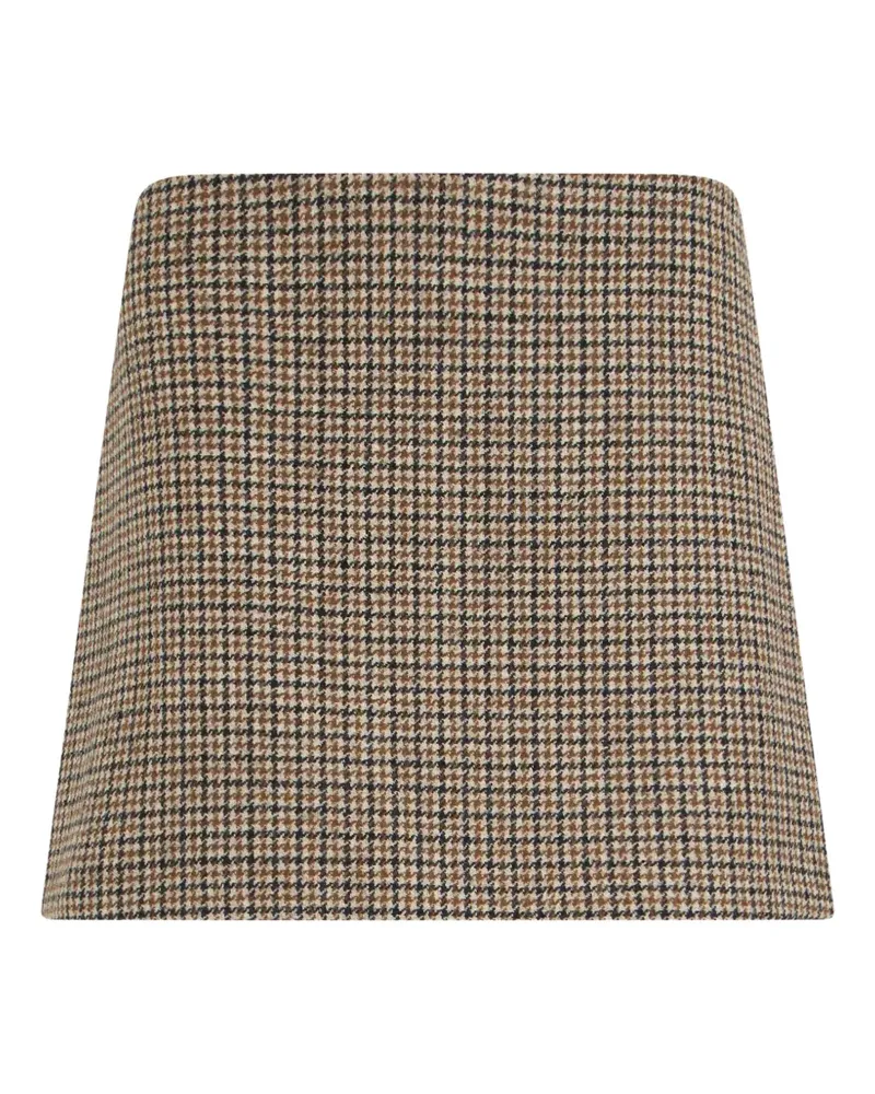 P.A.R.O.S.H. P.A.R.O H. check-pattern wool mini skirt - Nude Nude