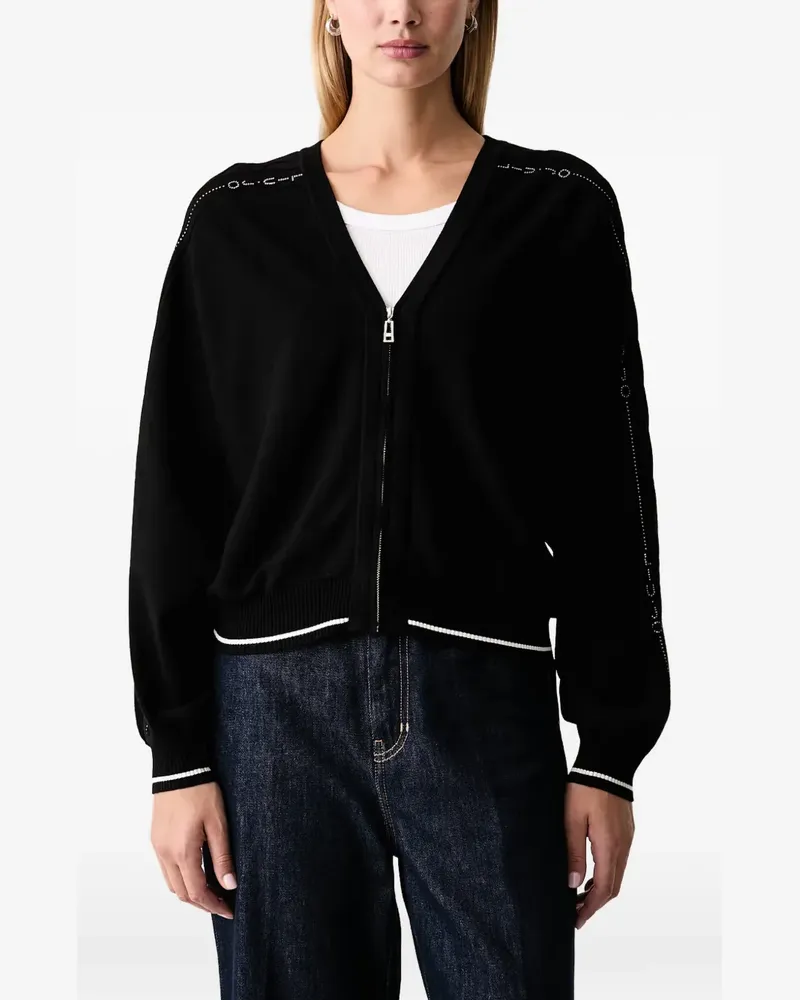 Liu Jo rhinestone-embellished zip-up cardigan - Schwarz Schwarz