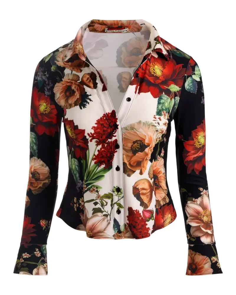 Alice + Olivia Freya Hemd mit Blumenprint - Schwarz Schwarz
