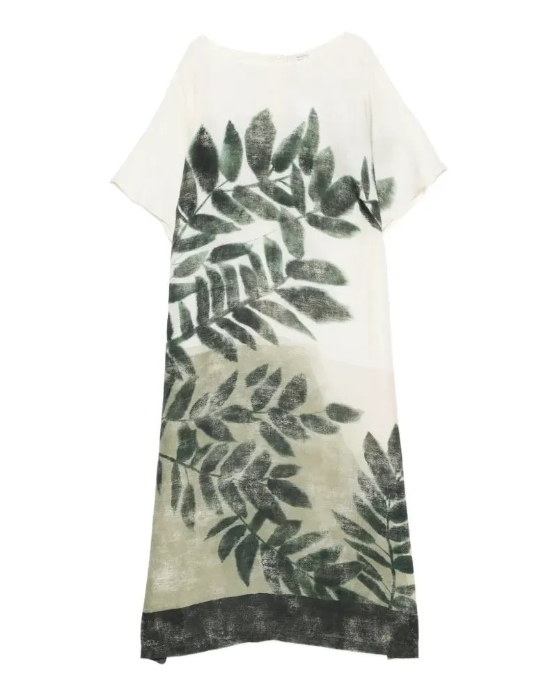 Marina Rinaldi leaf-print midi dress - Nude Nude