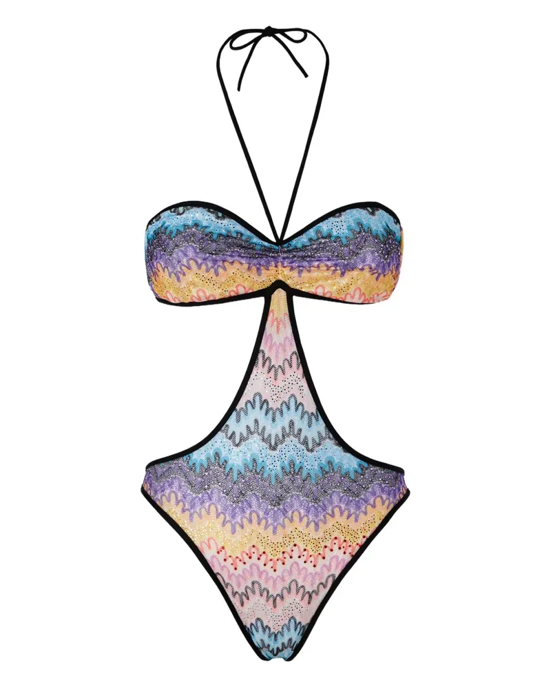 Missoni Badeanzug mit Zickzackmuster - Schwarz Schwarz