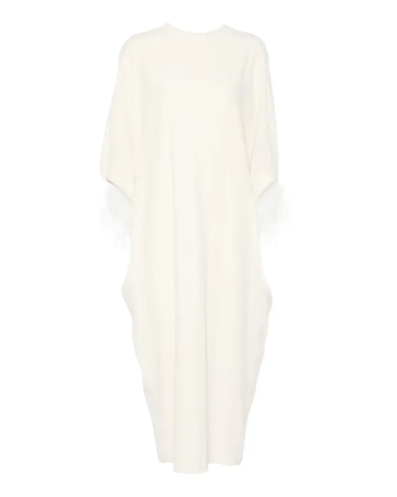 Alberta Ferretti feather-trim maxi dress - Nude Nude