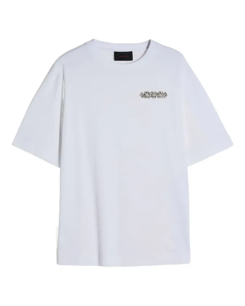 Simone Rocha Kastiges T-Shirt mit Verzierung - Weiß Weiß