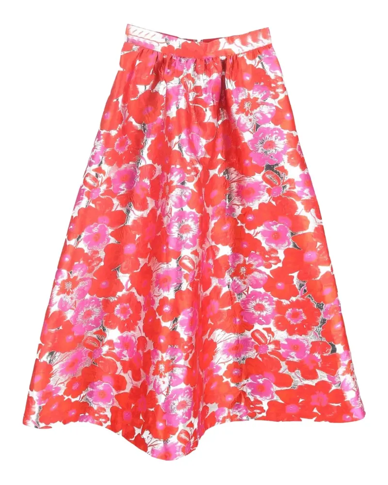 MSGM floral-print midi A-line skirt - Rot Rot