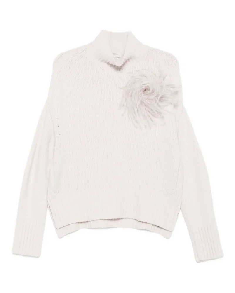 AGNONA feather-detail sweater - Nude Nude