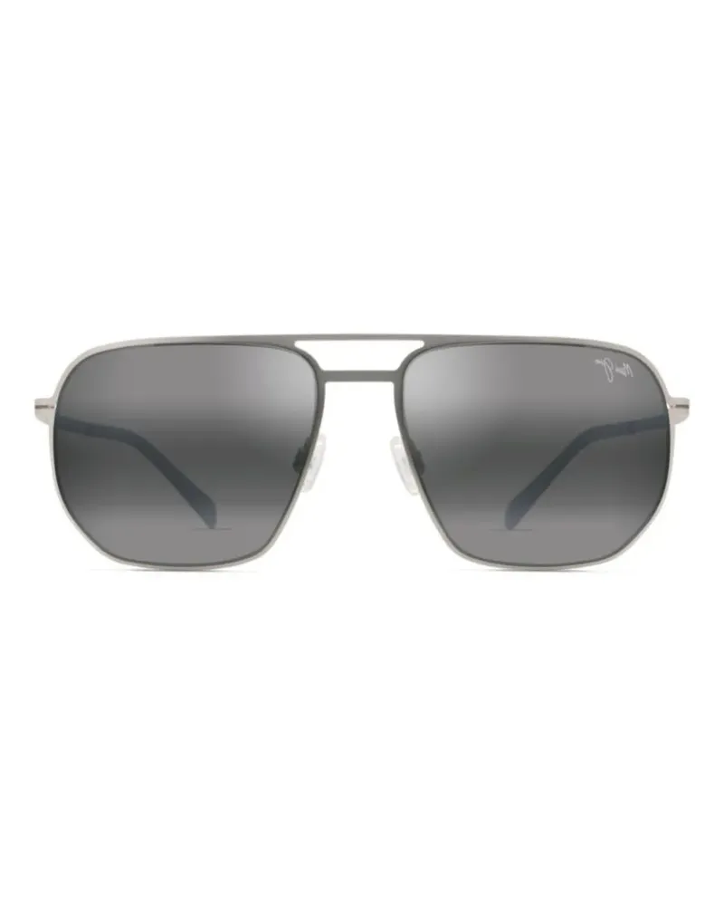 Maui Jim Shark's Cove Sonnenbrille mit geometrischem Rahmen - Silber Silber