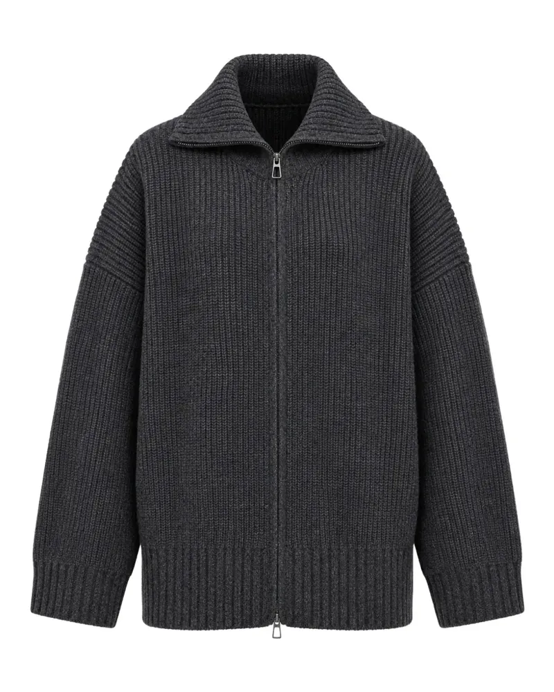 FRANKIE Shop Veda Oversized-Cardigan mit Reißverschluss - Grau Grau