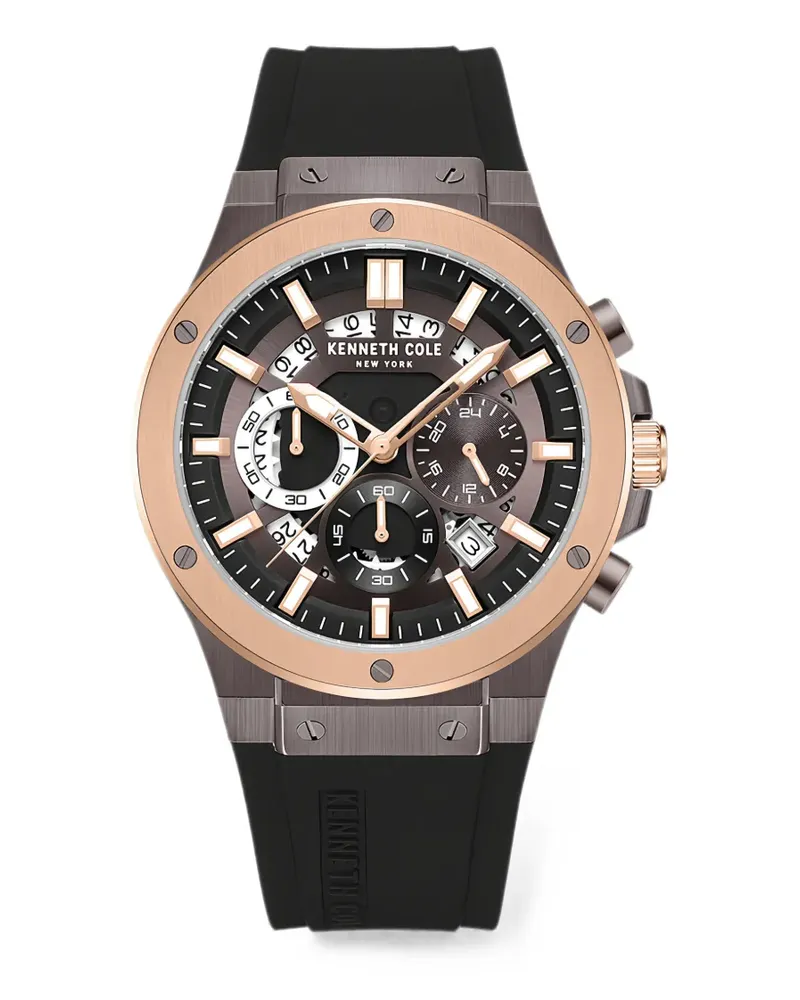 Kenneth Cole chronograph skeleton 43mm watch - Gold Gold