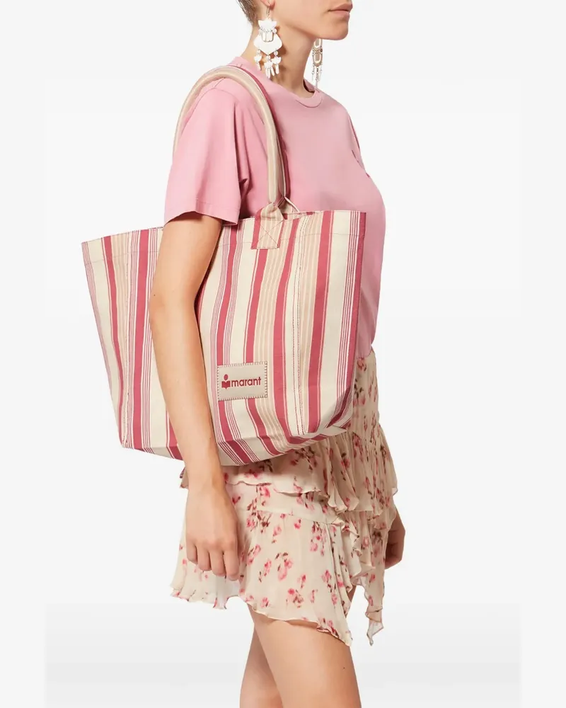 Isabel Marant small Yenky striped tote bag - Nude Nude