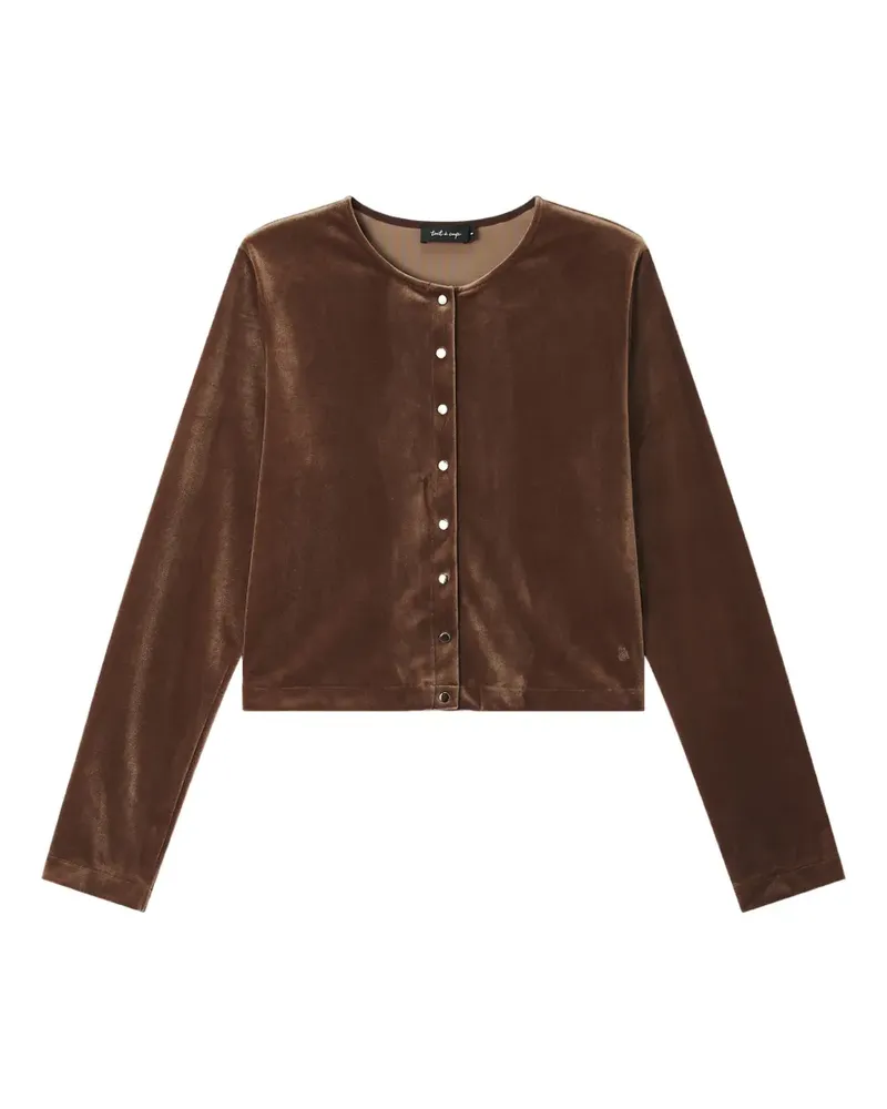 Tout a Coup Bluse mit Druckknöpfen in Samtoptik - Braun Braun