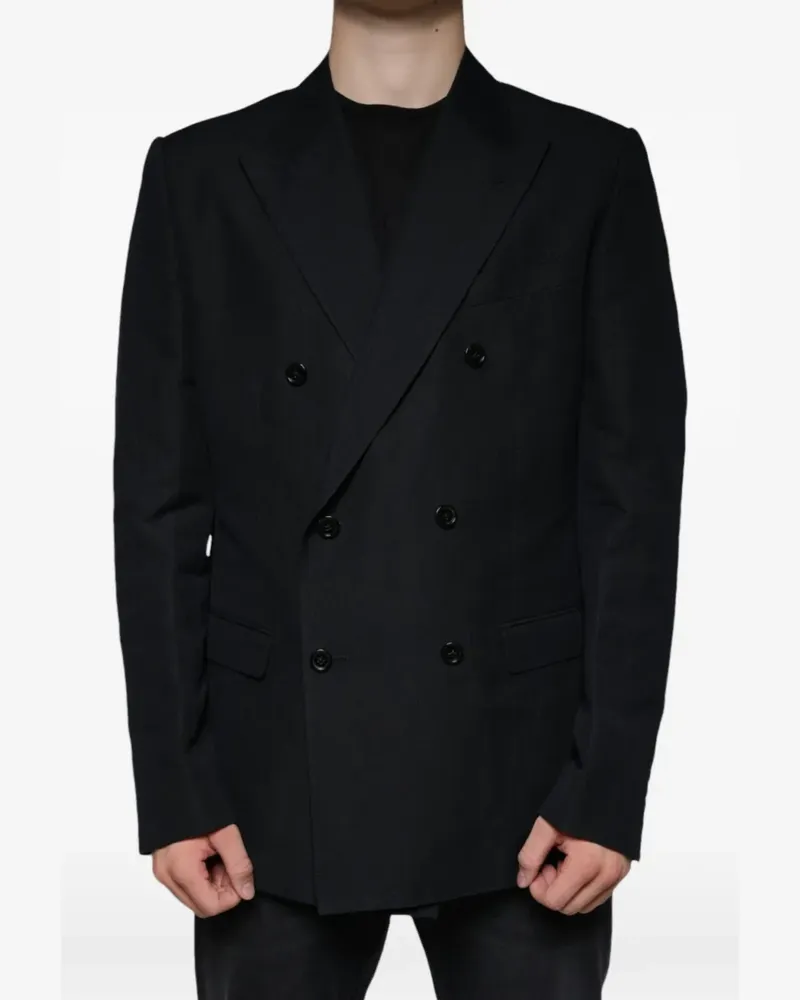 Dolce & Gabbana Doppelreihiges Sakko aus Leinen - Schwarz Schwarz