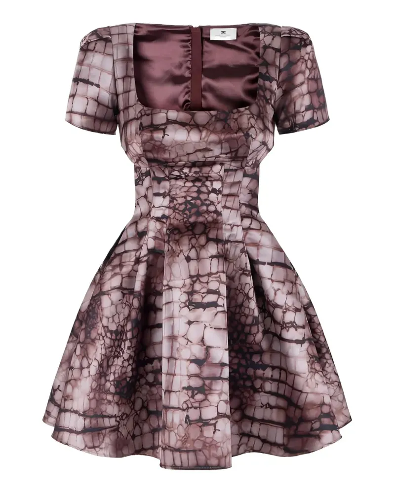 Elisabetta Franchi U-neck alligator-patterned mini dress - Braun Braun