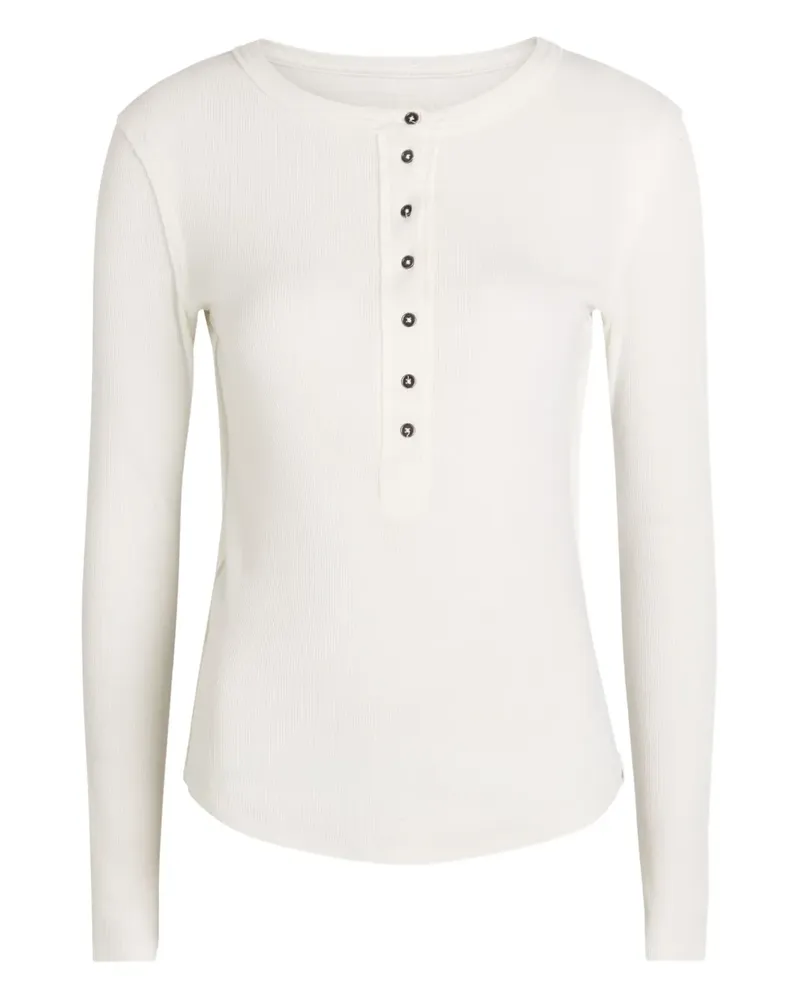 Free People Gerippte Jamie Henley Bluse mit Knöpfen - Weiß Weiß