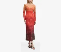Mesh-Midikleid mit Ombré-Punkten - Orange
