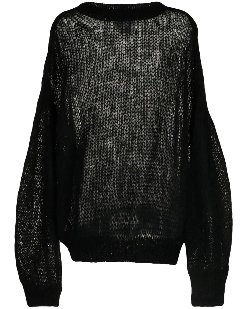 Fumito Ganryu Semi-transparenter Pullover - Schwarz Schwarz