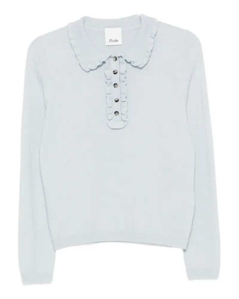 ALLUDE ruffle-trim polo shirt - Blau Blau