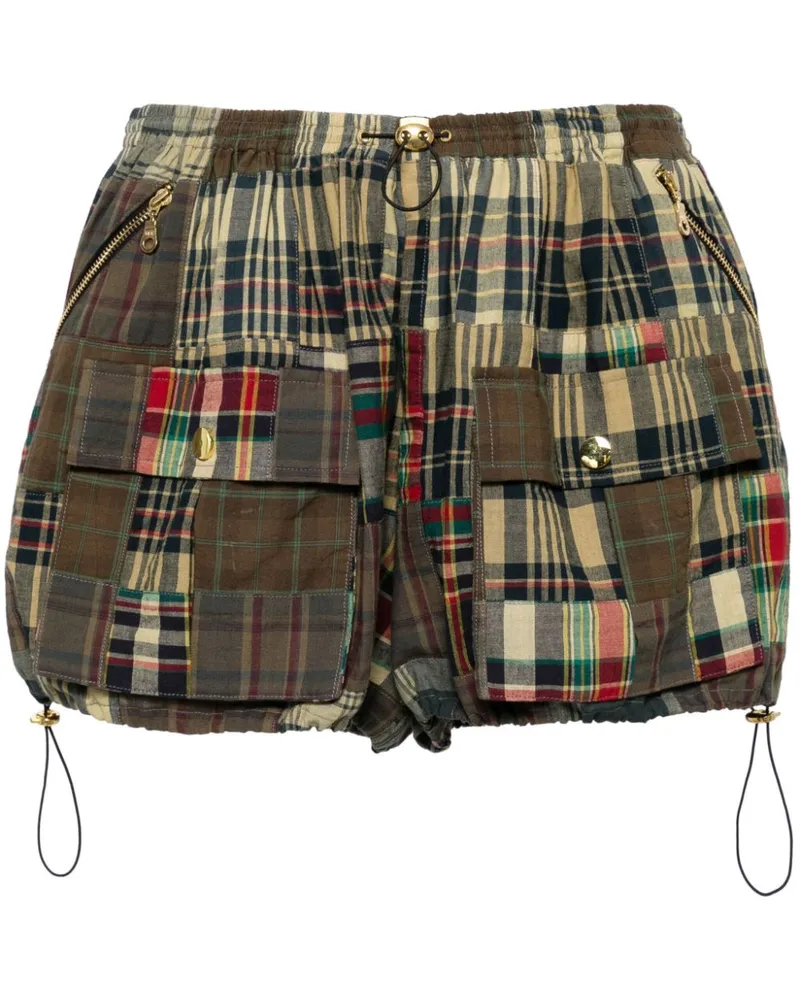 Cynthia Rowley Karierte Madras Cargo-Shorts Gelb