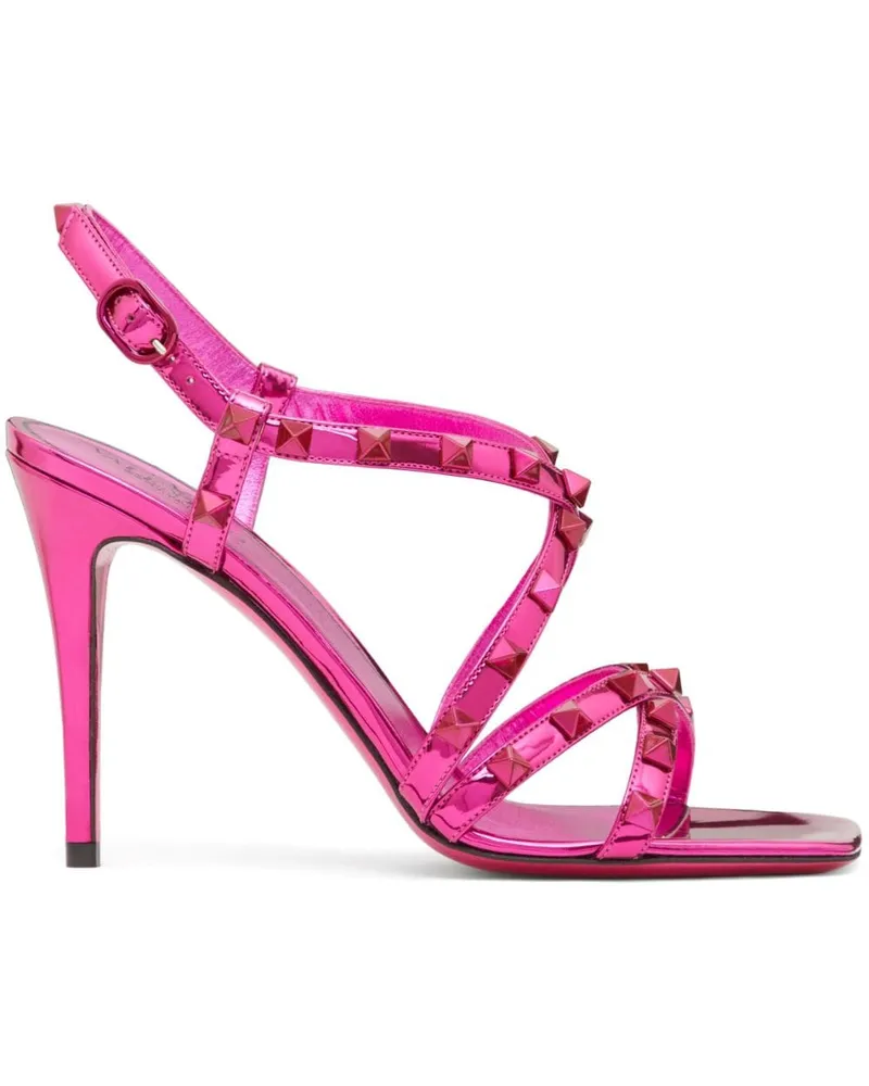 Valentino Garavani Verspiegelte Rockstud Sandalen 100mm - Rosa Rosa