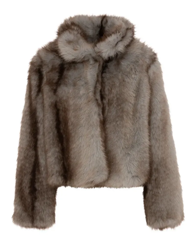 Fracomina faux-fur cropped jacket - Braun Braun