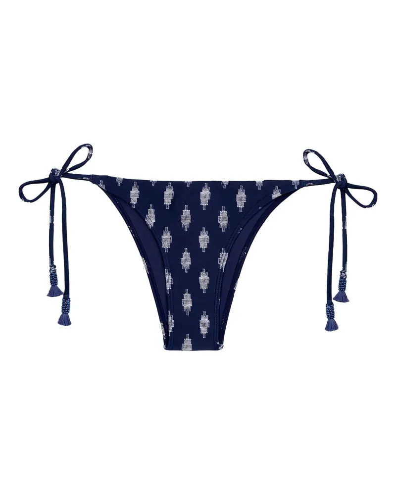 Lenny Niemeyer Gemustertes Bikinihöschen mit Quasten - Blau Blau