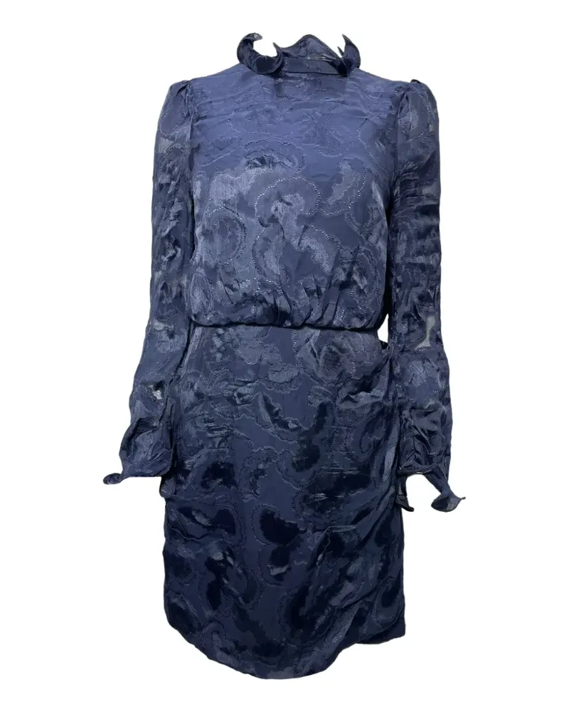 Saloni Rina B Minikleid mit Rüschen-Kragen - Blau Blau