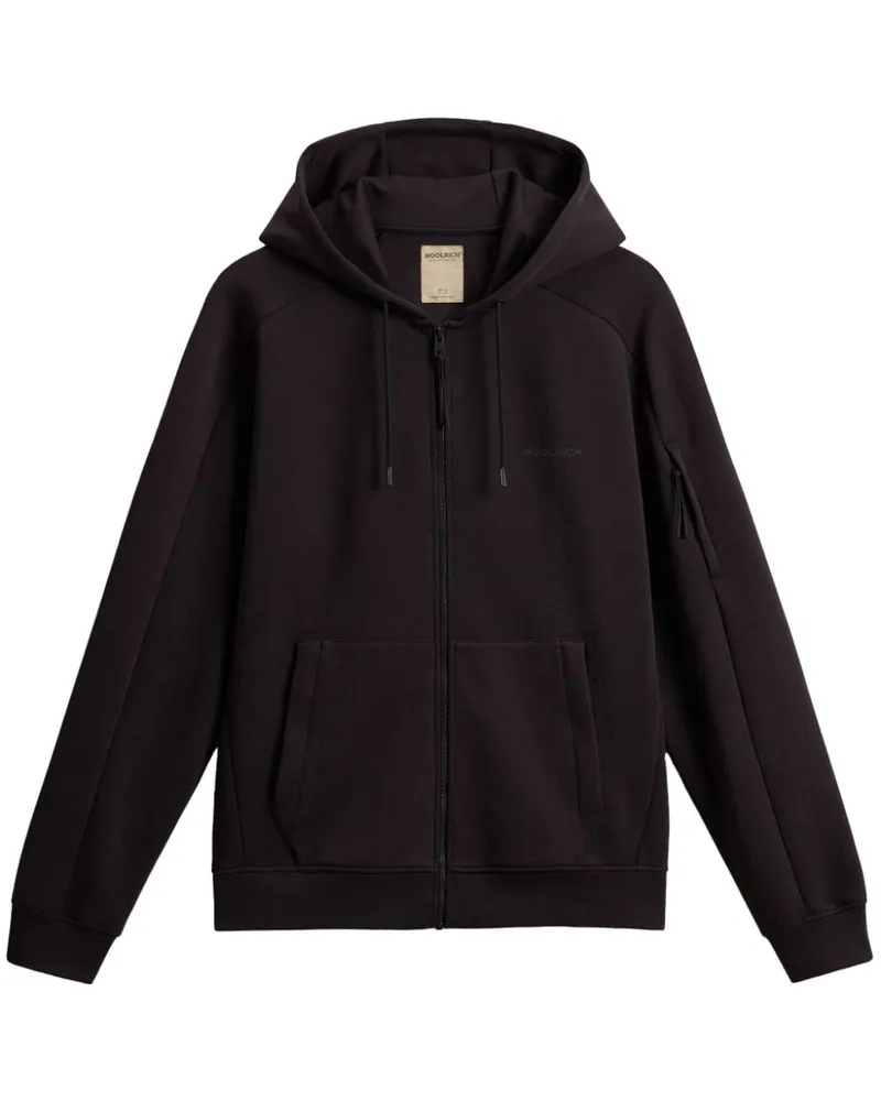Woolrich Kapuzenjacke mit Logo-Print - Schwarz Schwarz