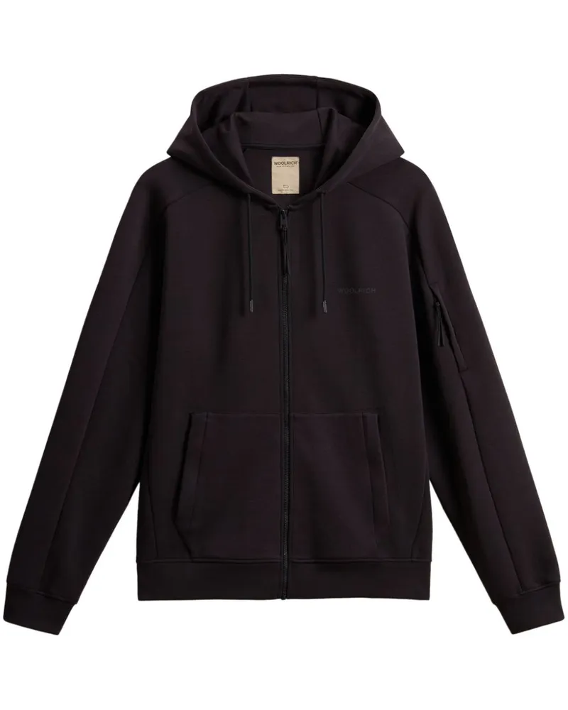 Woolrich Kapuzenjacke mit Logo-Print - Schwarz Schwarz