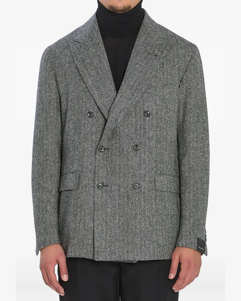Tagliatore herringbone peak-lapel blazer - Schwarz Schwarz
