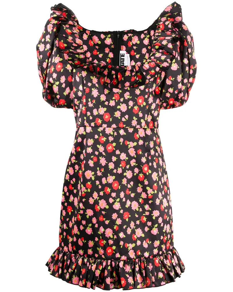 ROTATE Birger Christensen Kleid mit Puffärmeln - Schwarz Schwarz