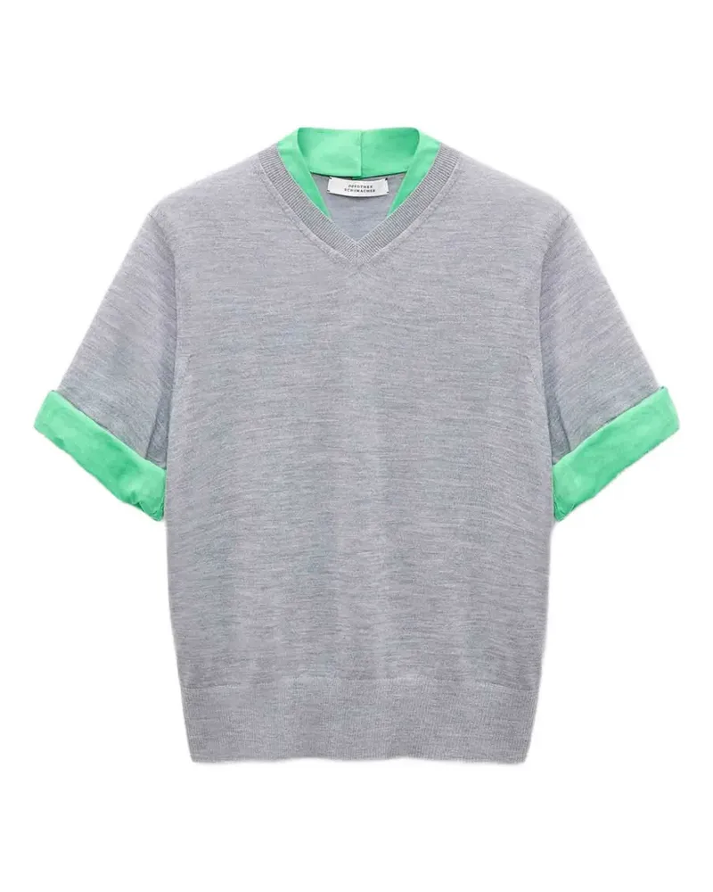 Dorothee Schumacher T-Shirt im Layering-Look mit V-Ausschnitt - Grau Grau