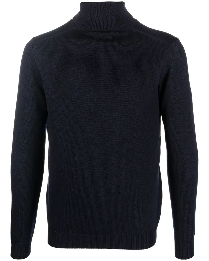 Roberto Collina Rollkragenpullover mit geripptem Saum - Blau Blau