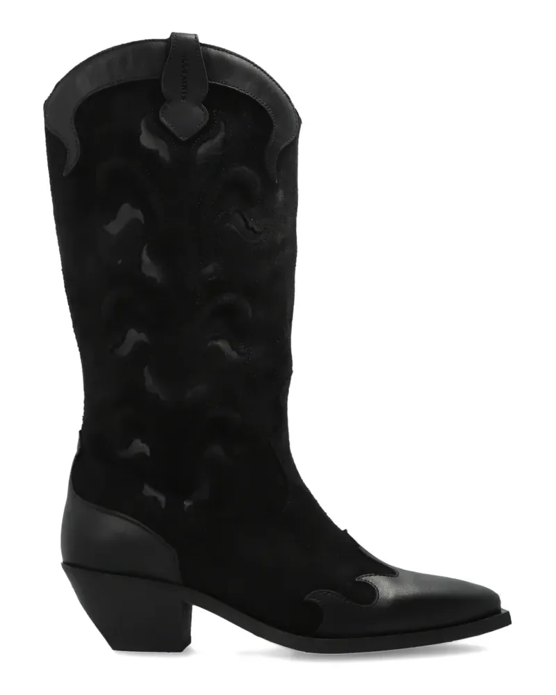 AllSaints Dolly Stiefel mit Flammenapplikation - Schwarz Schwarz