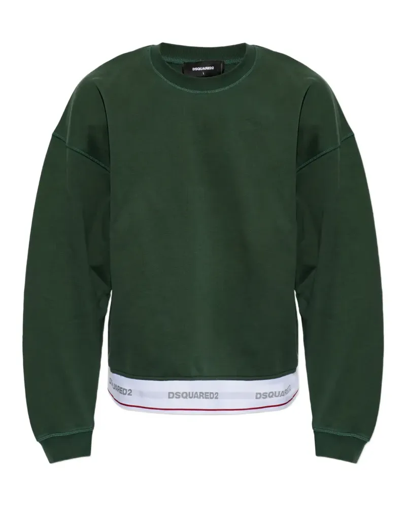 Dsquared2 Sweatshirt mit Logo-Bund - Grün Grün