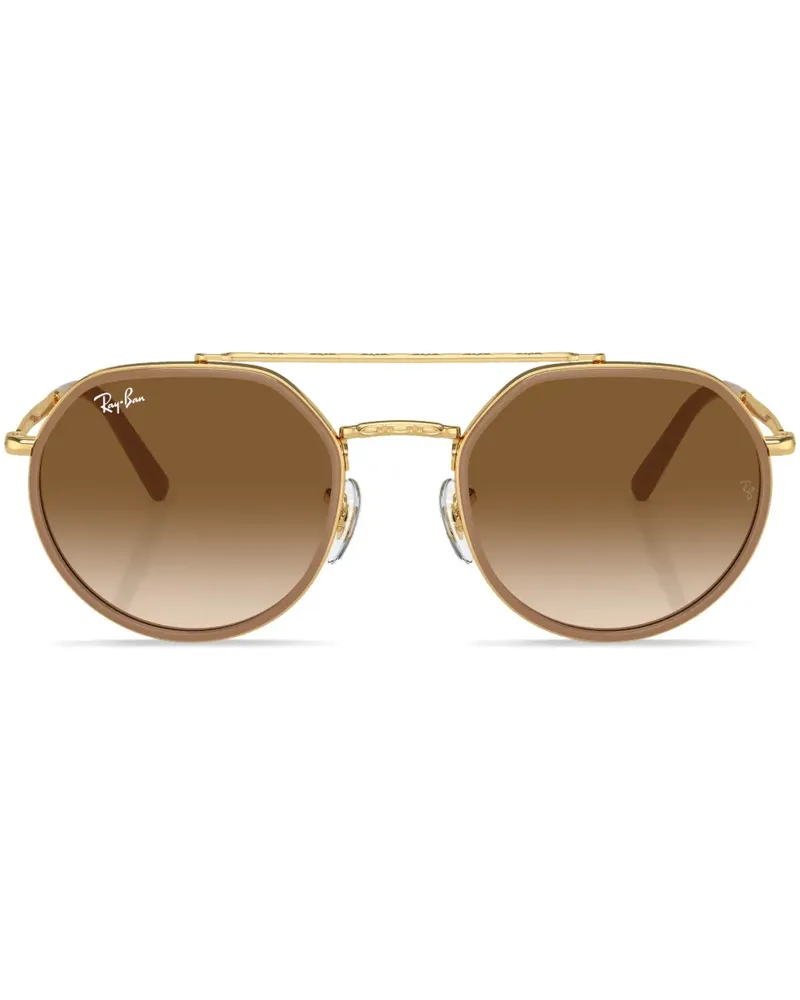 Ray Ban Runde Sonnenbrille mit Logo-Print - Gold Gold