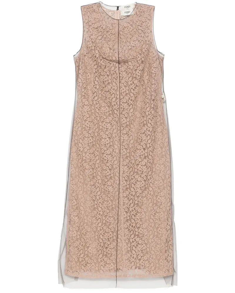 Fendi Midikleid aus Blumenspitze - Nude Nude