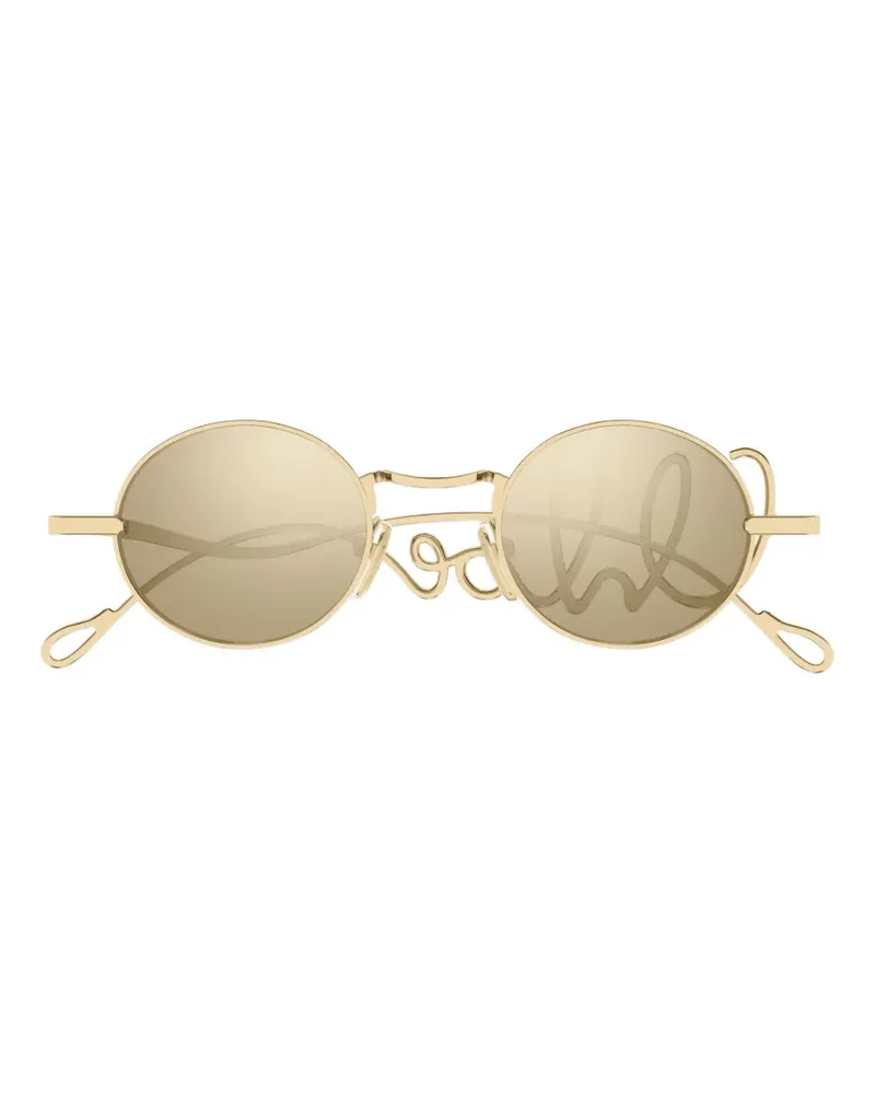 Chloé logo-arm oval-frame sunglasses - Gold Gold