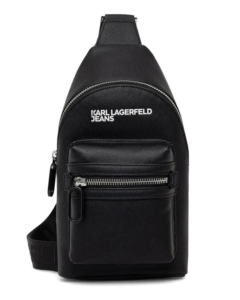 Karl Lagerfeld logo-print zip-around backpack - Schwarz Schwarz