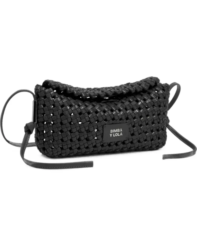 BIMBA Y LOLA Mini Umhängetasche aus geflochtenem Leder - Schwarz Schwarz