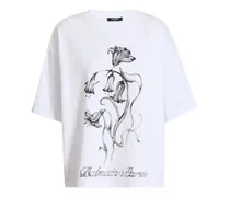 T-Shirt mit -Blumenmuster - Weiß