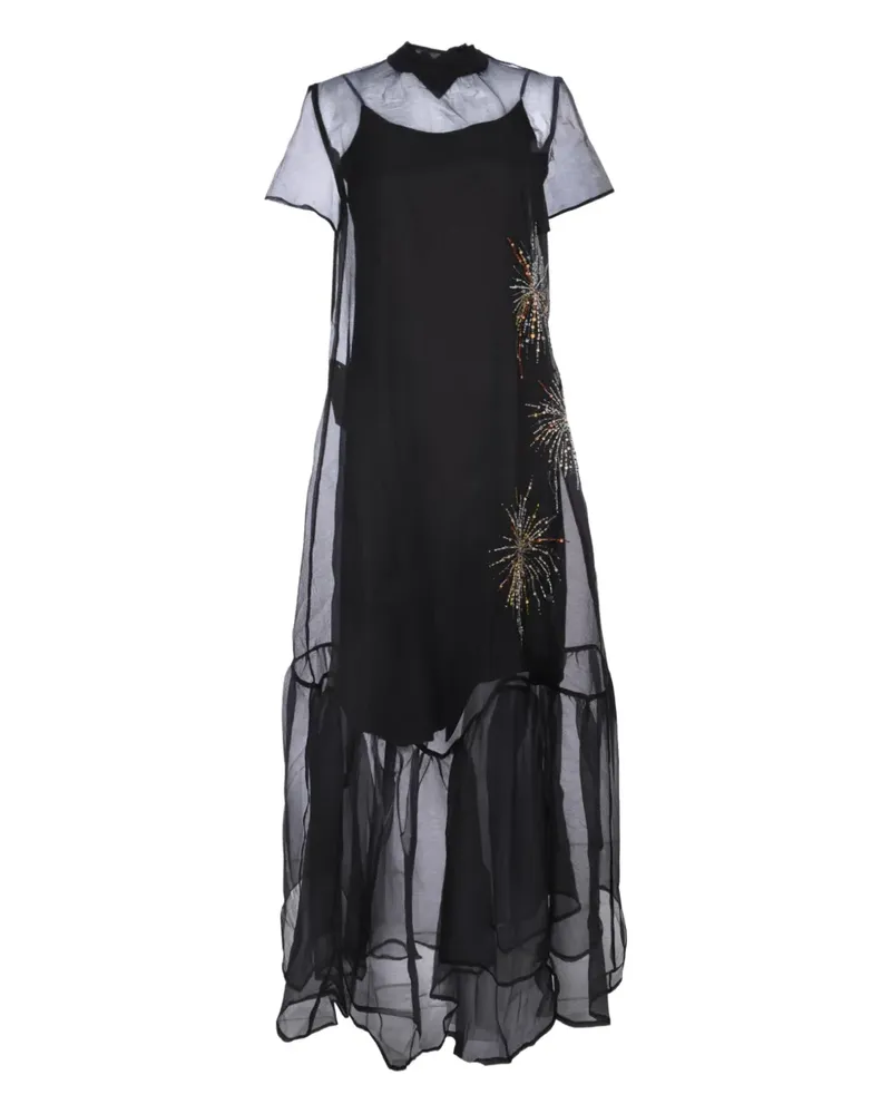 STAUD Calluna embellished-detail ruffled maxi dress - Schwarz Schwarz