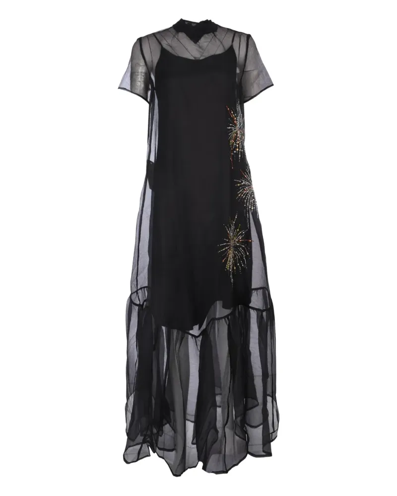 STAUD Calluna embellished-detail ruffled maxi dress - Schwarz Schwarz