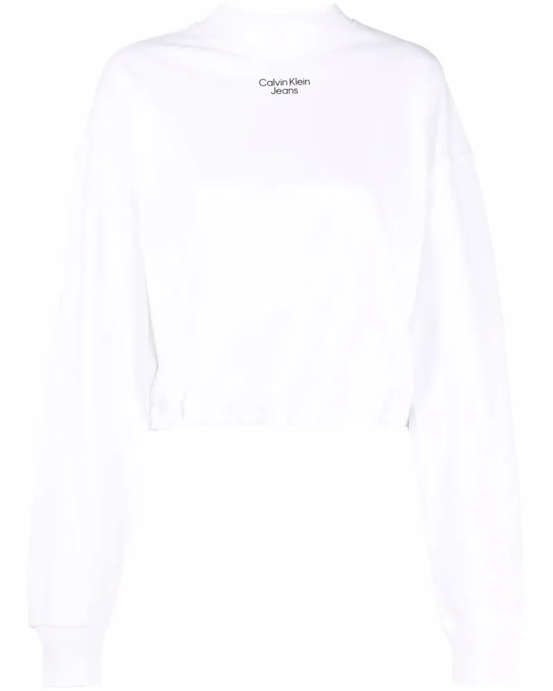 Calvin Klein Sweatshirt mit Stehkragen - Weiß Weiß